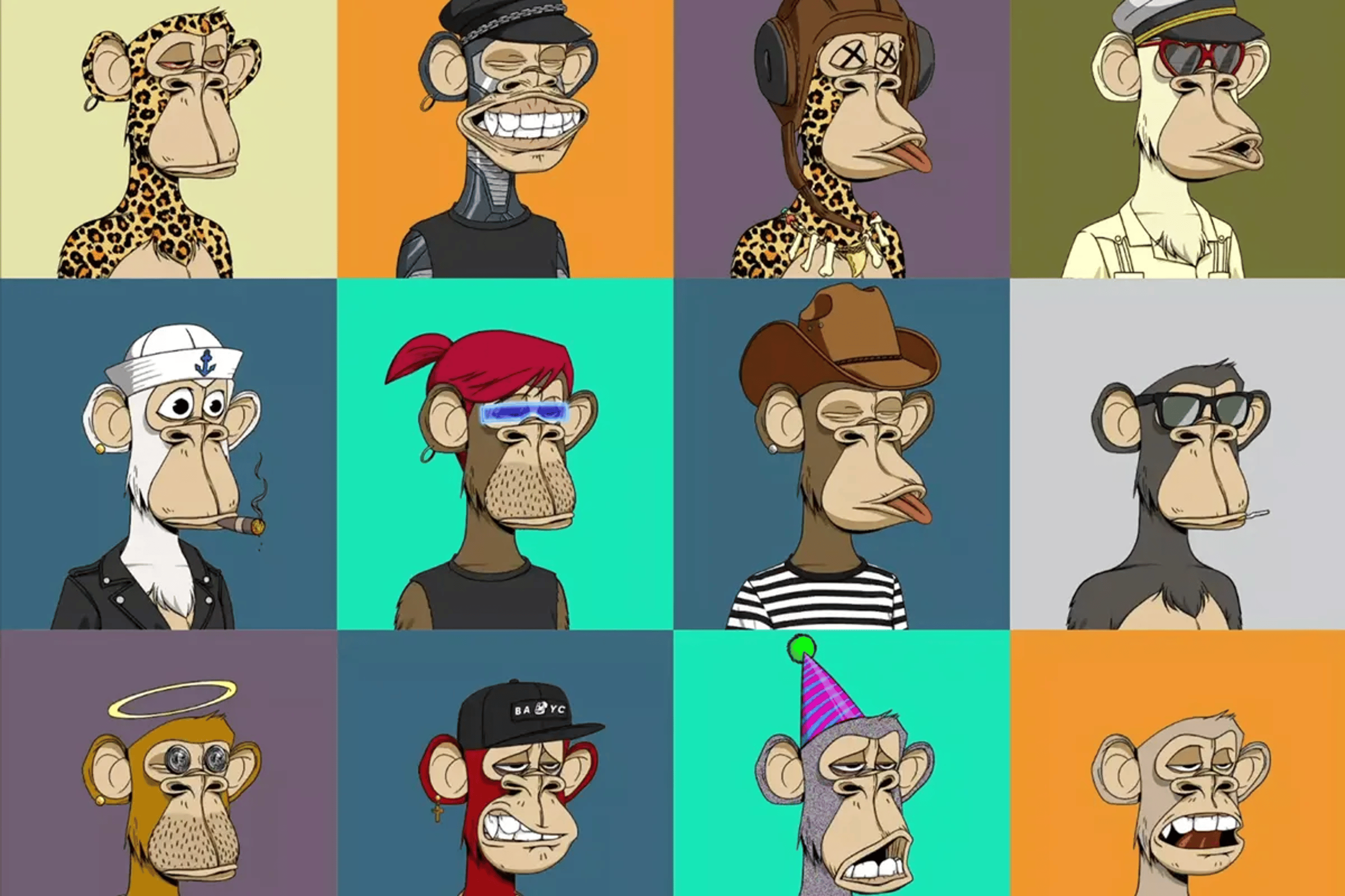 12 colorful ape cartoons drawn in different styles and styles.