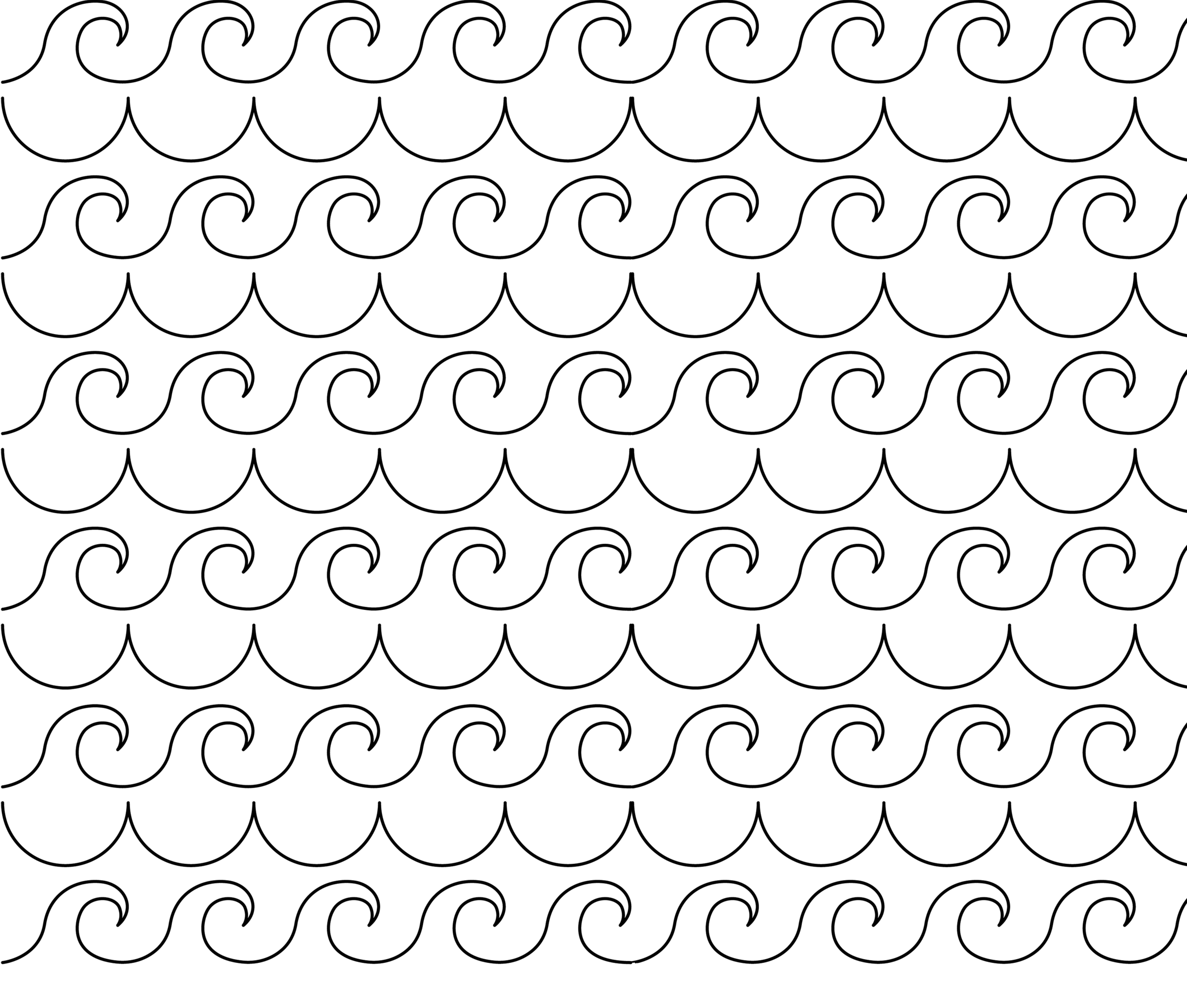 Illustration of 11 waves drawn one under the other as one continuous line.