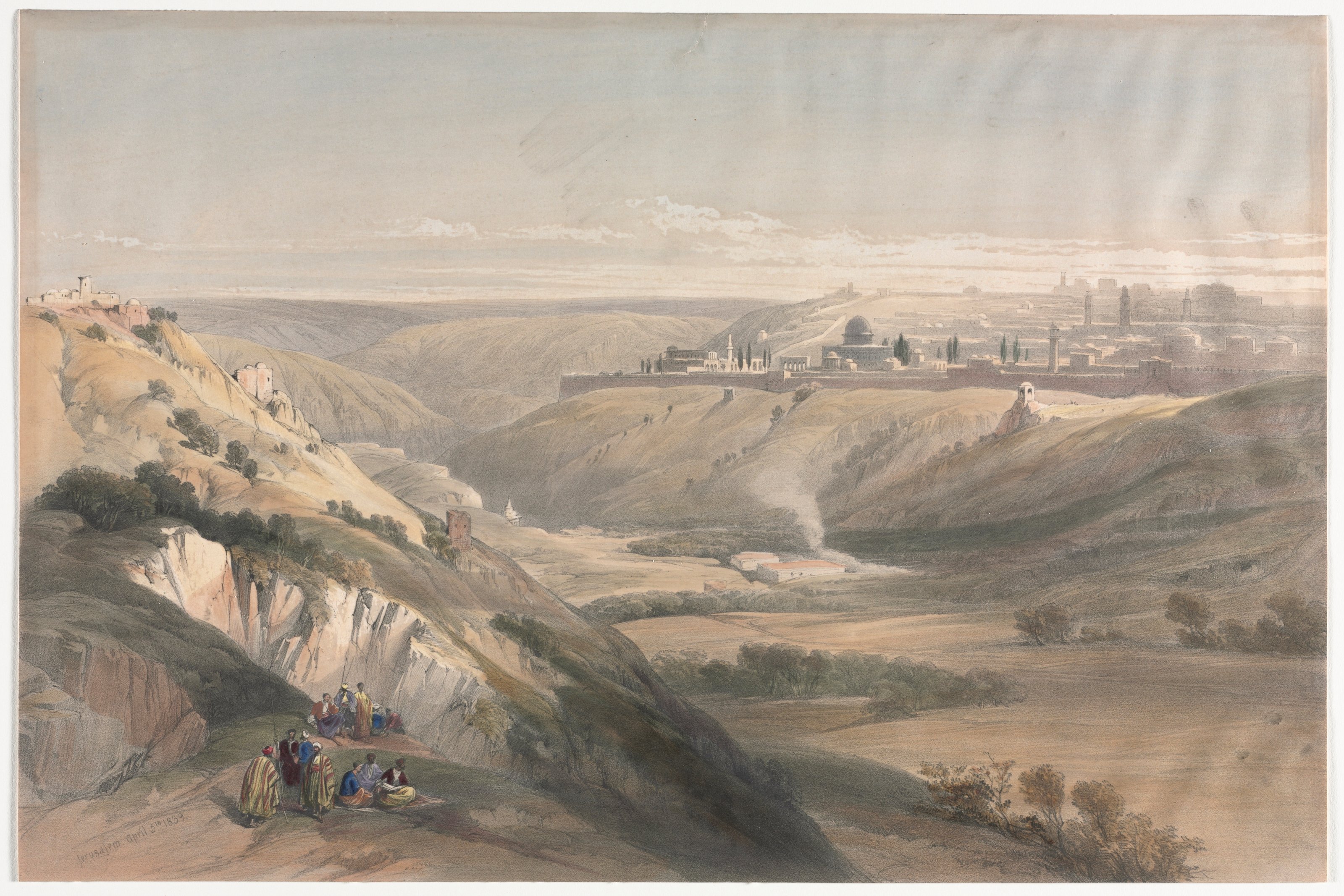 Artwork by David Roberts / Jerusalem from the Mount of Olives, 1839.