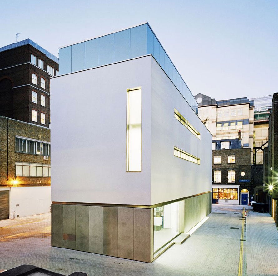 Exterior view of a modern white-walled building in St James's London.
