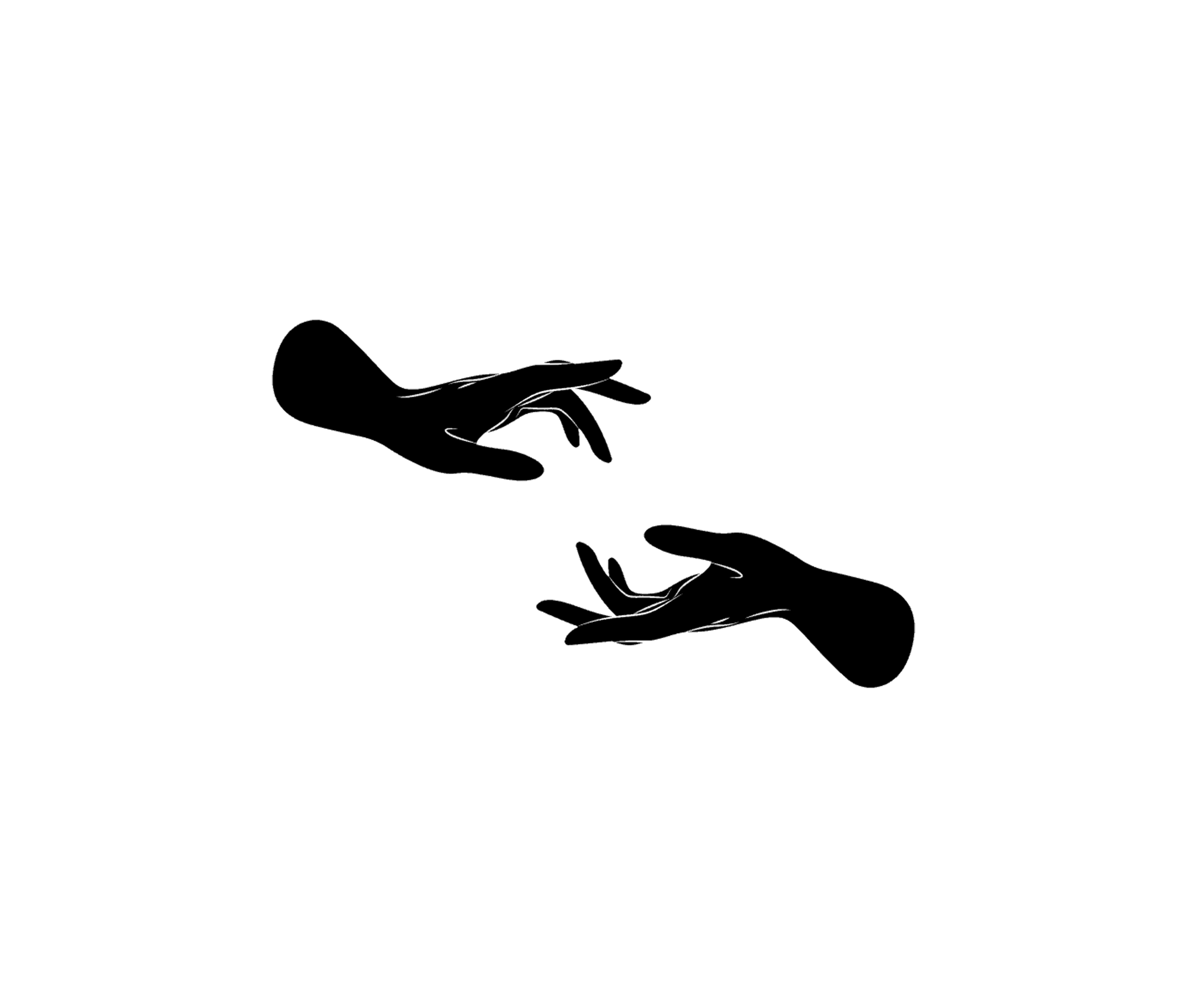 Illustration of two black color hands reaching out to each other.