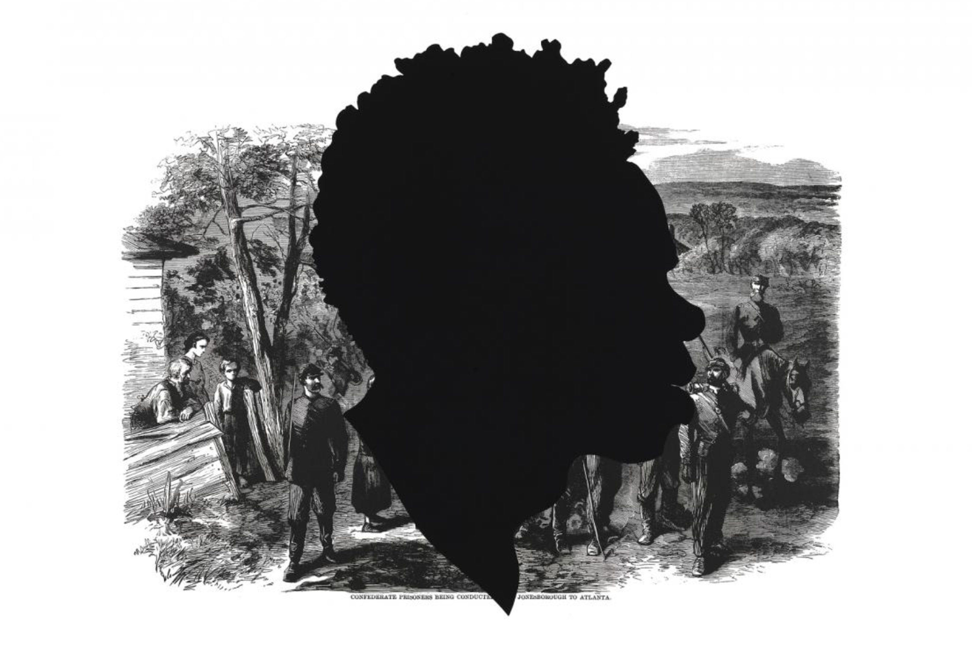 Kara Walker - Confederate Prisoners Being Conducted from Jonesborough to Atlanta, from the portfolio Harper's Pictorial History of the Civil War (Annotated), 2005