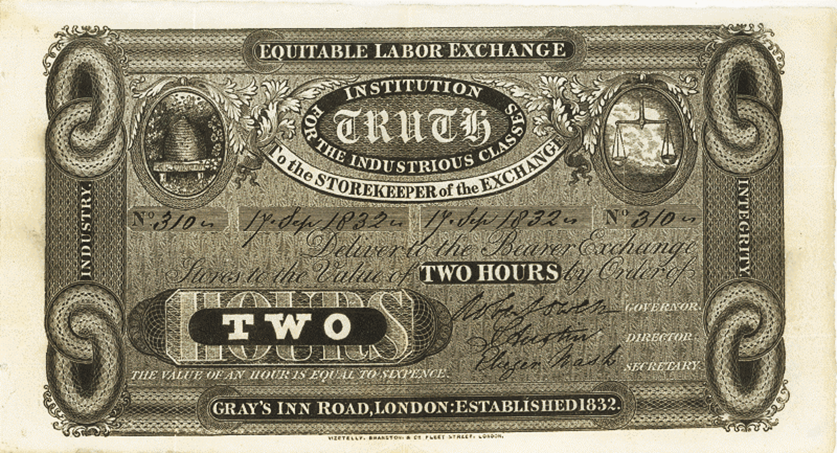 Time based currency from London 1832