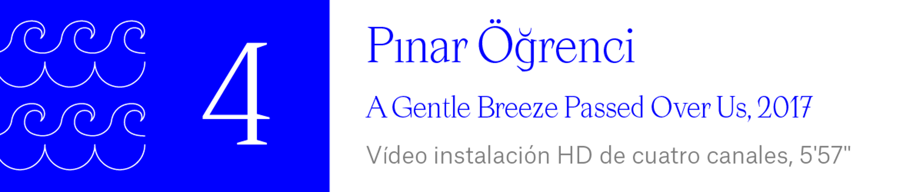 The Wave (4) Pınar Öğrenci - A Gentle Breeze Passed Over Us, 2017 Vídeo instalación HD de cuatro canales, 5'57''