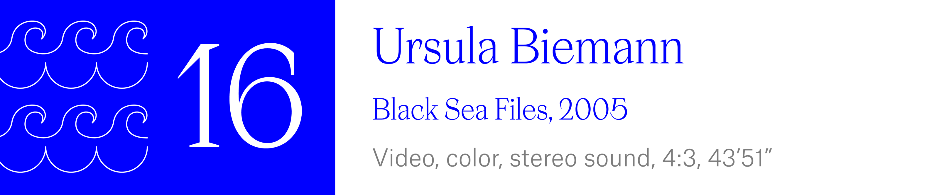 The Wave (16) Ursula Biemann - Black Sea Files, 2005. Video, color, stereo sound, 4:3 aspect ratio, 43 minutes, 51 seconds.