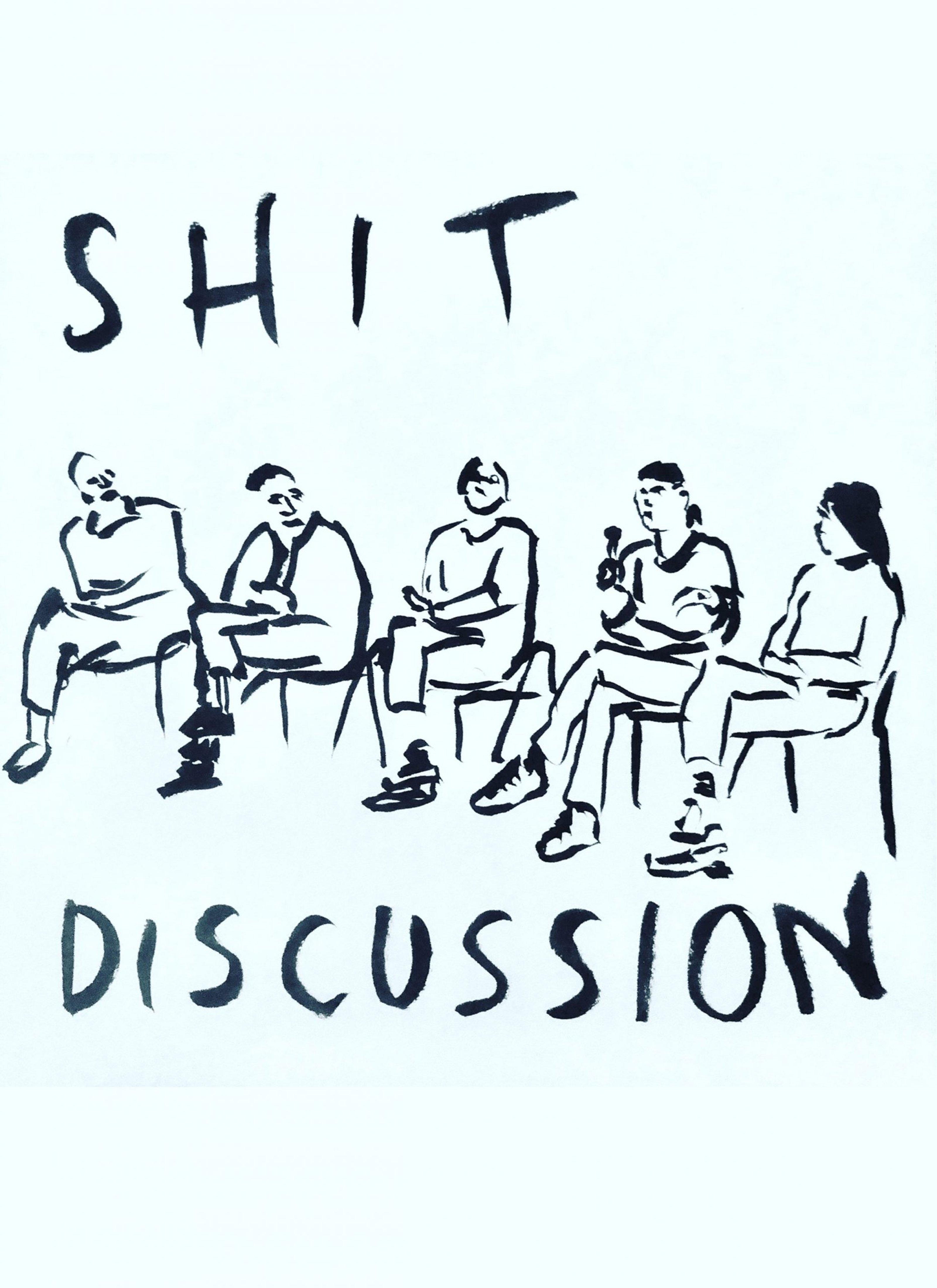 Drawing of a panel discussion with the caption: 