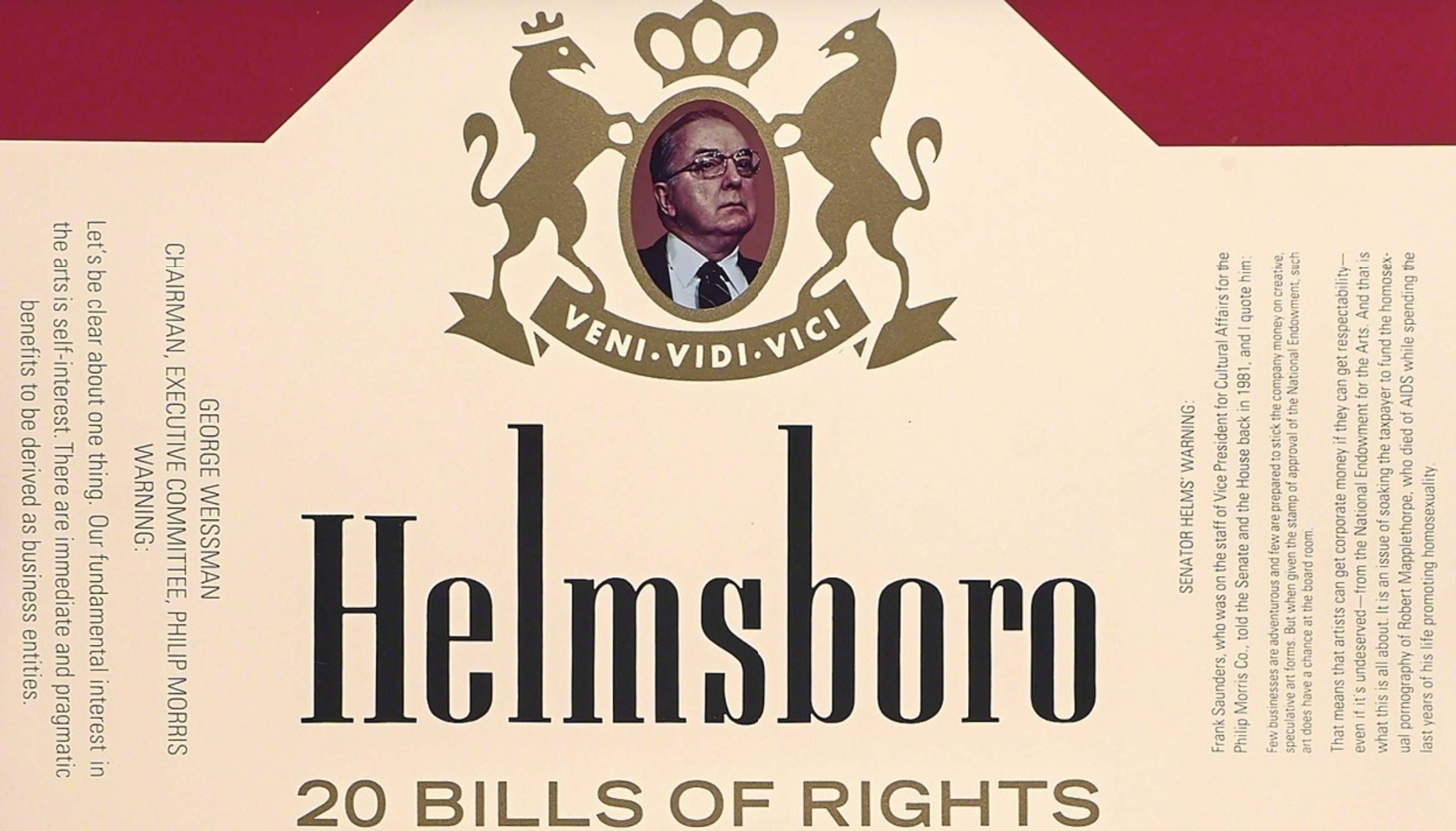Helmsboro, 20 Bills of Rights, created by Hans Haacke