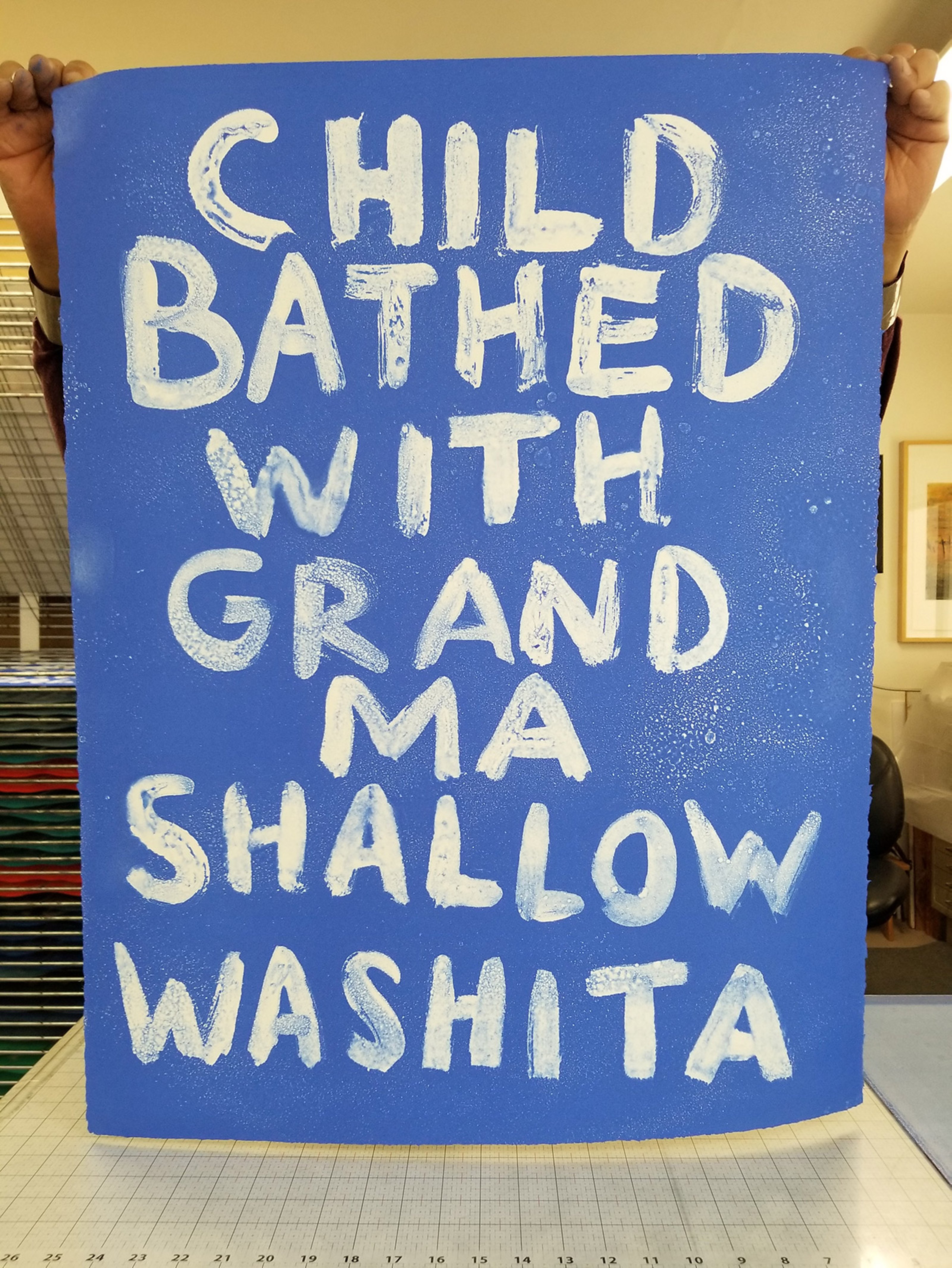Print: Child Bathed With Grand Ma Shallow Washita