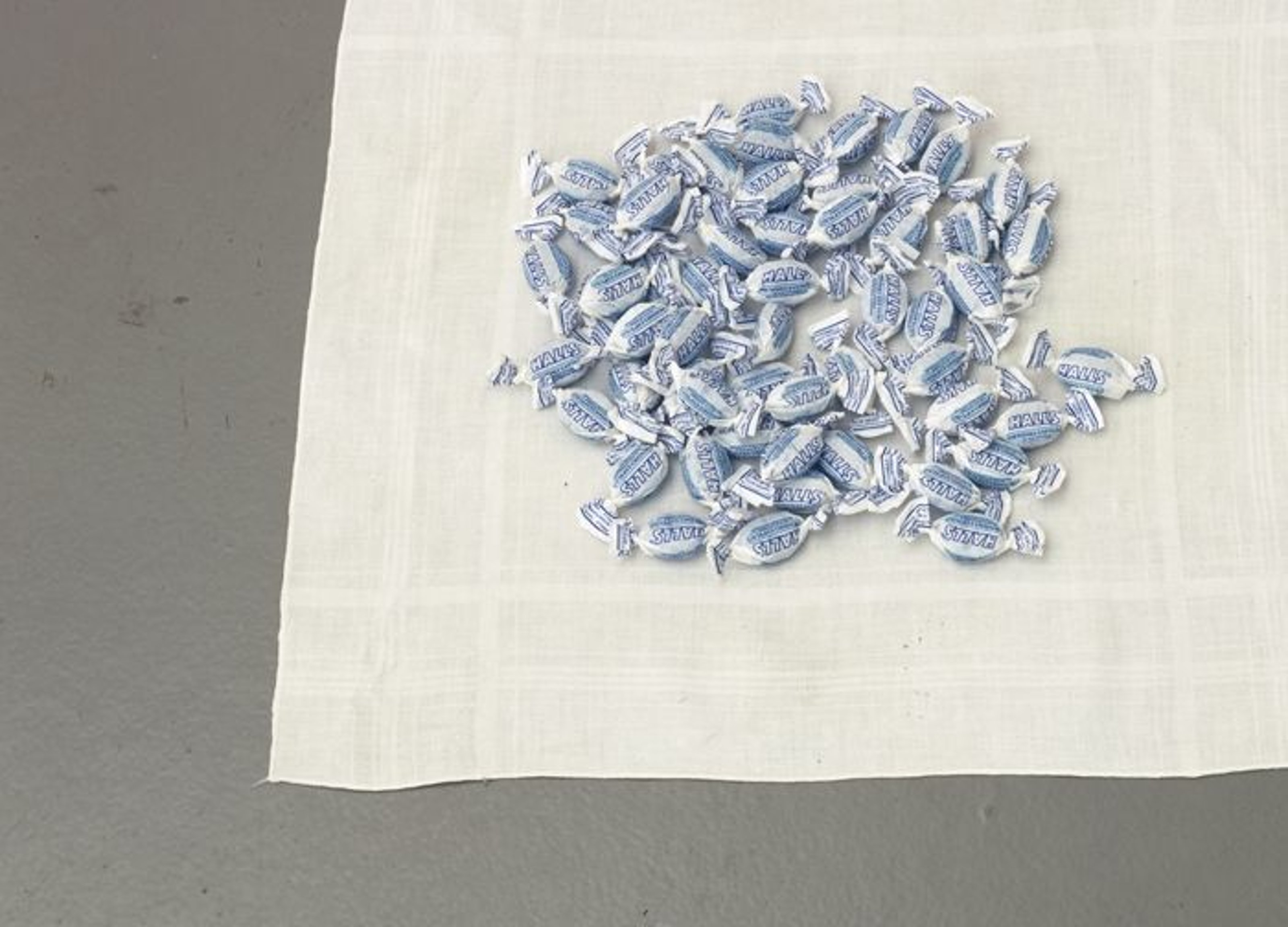 Cough drops placed on an handkerchief