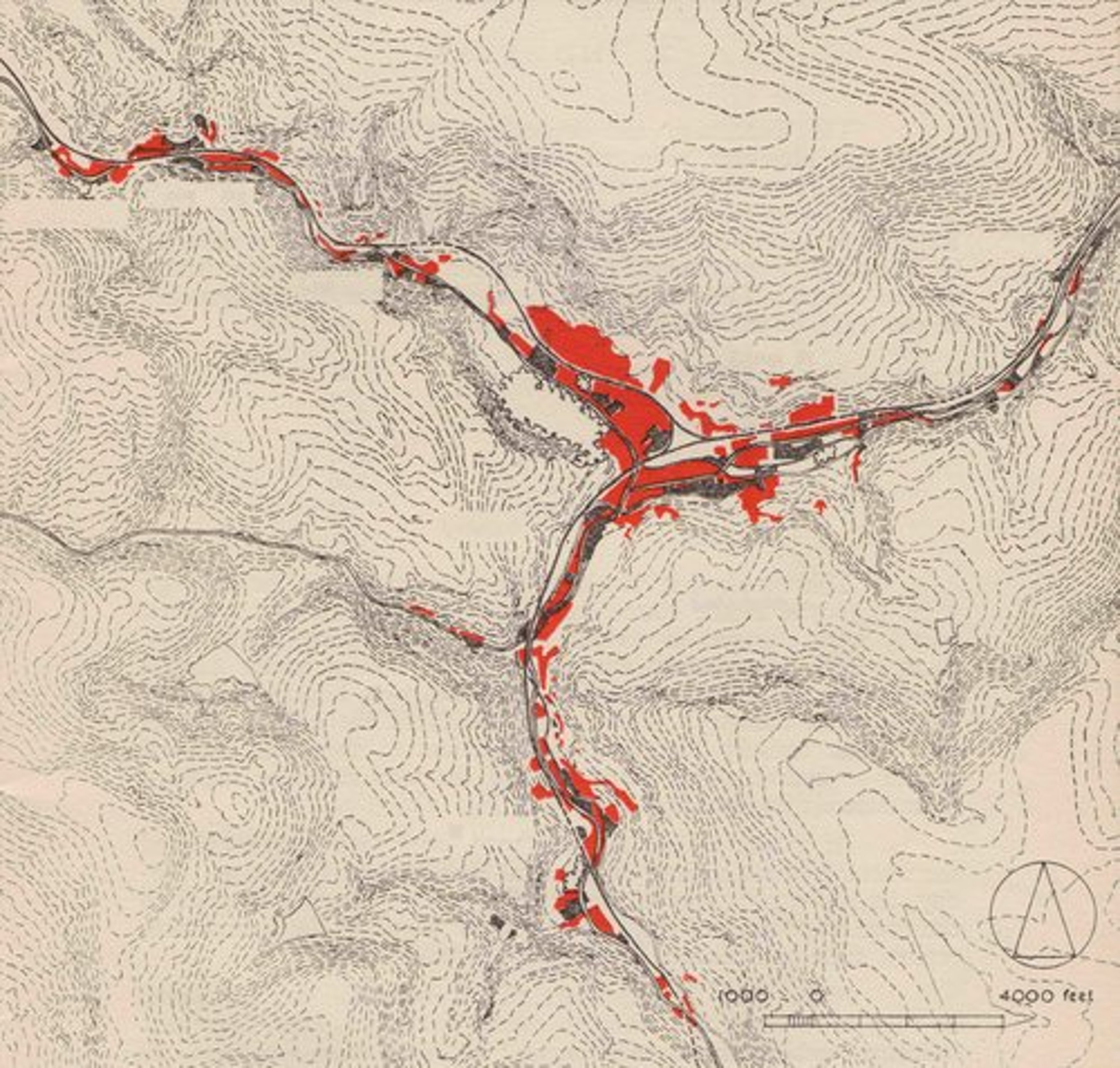 An image of a map with red dots