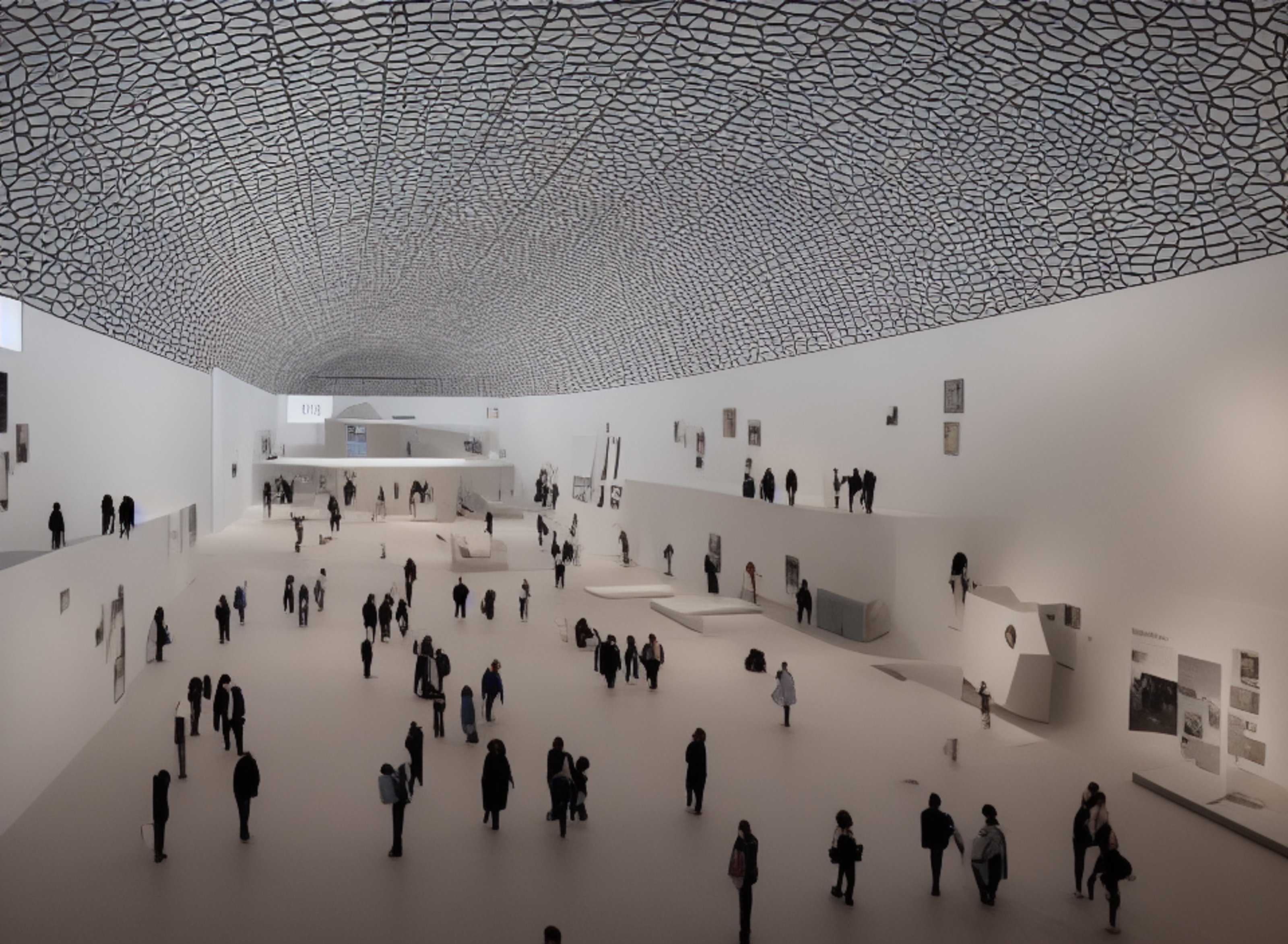Inside a museum with people