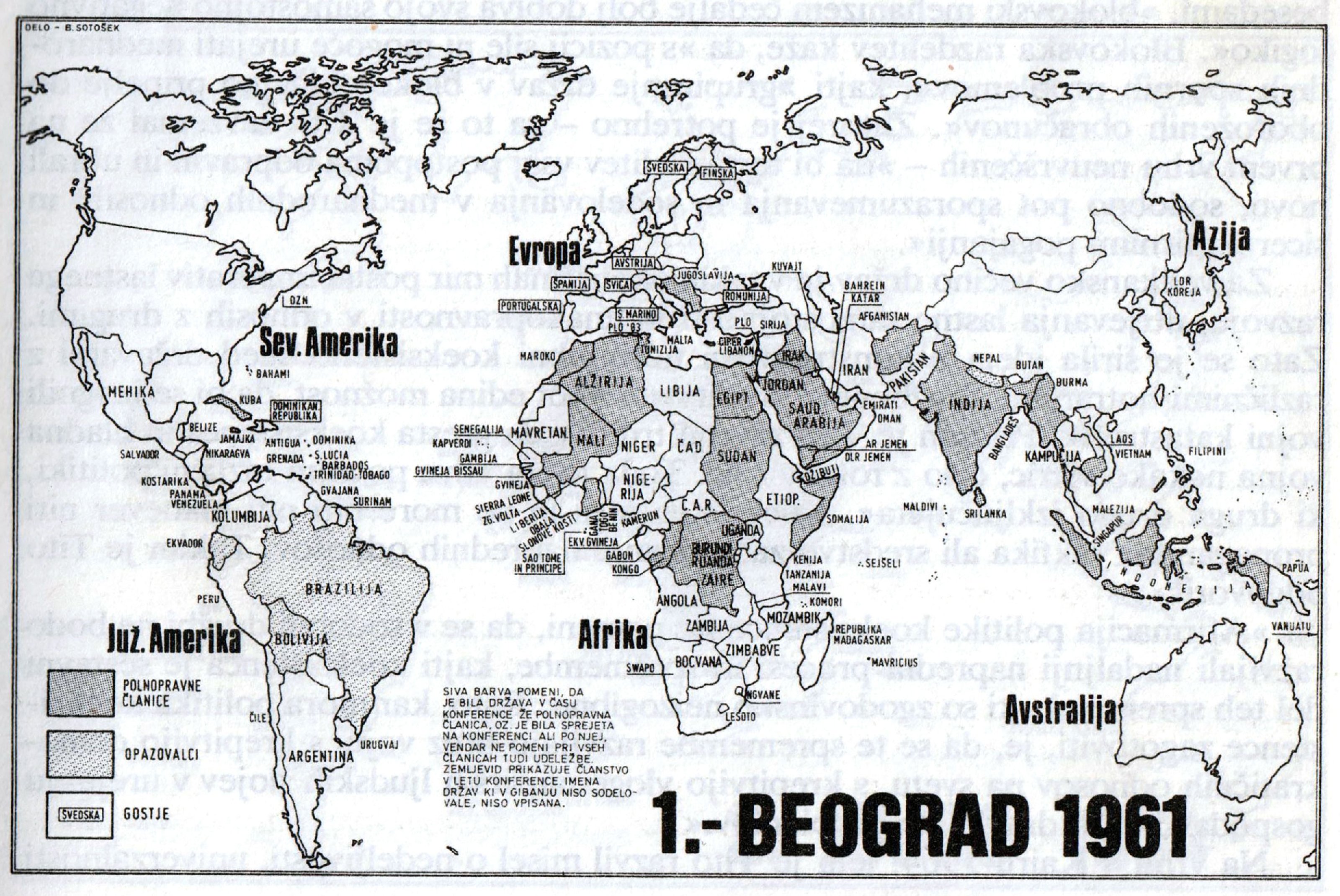 A map of the world from 1961, showing the Non-Aligned Countries marked.